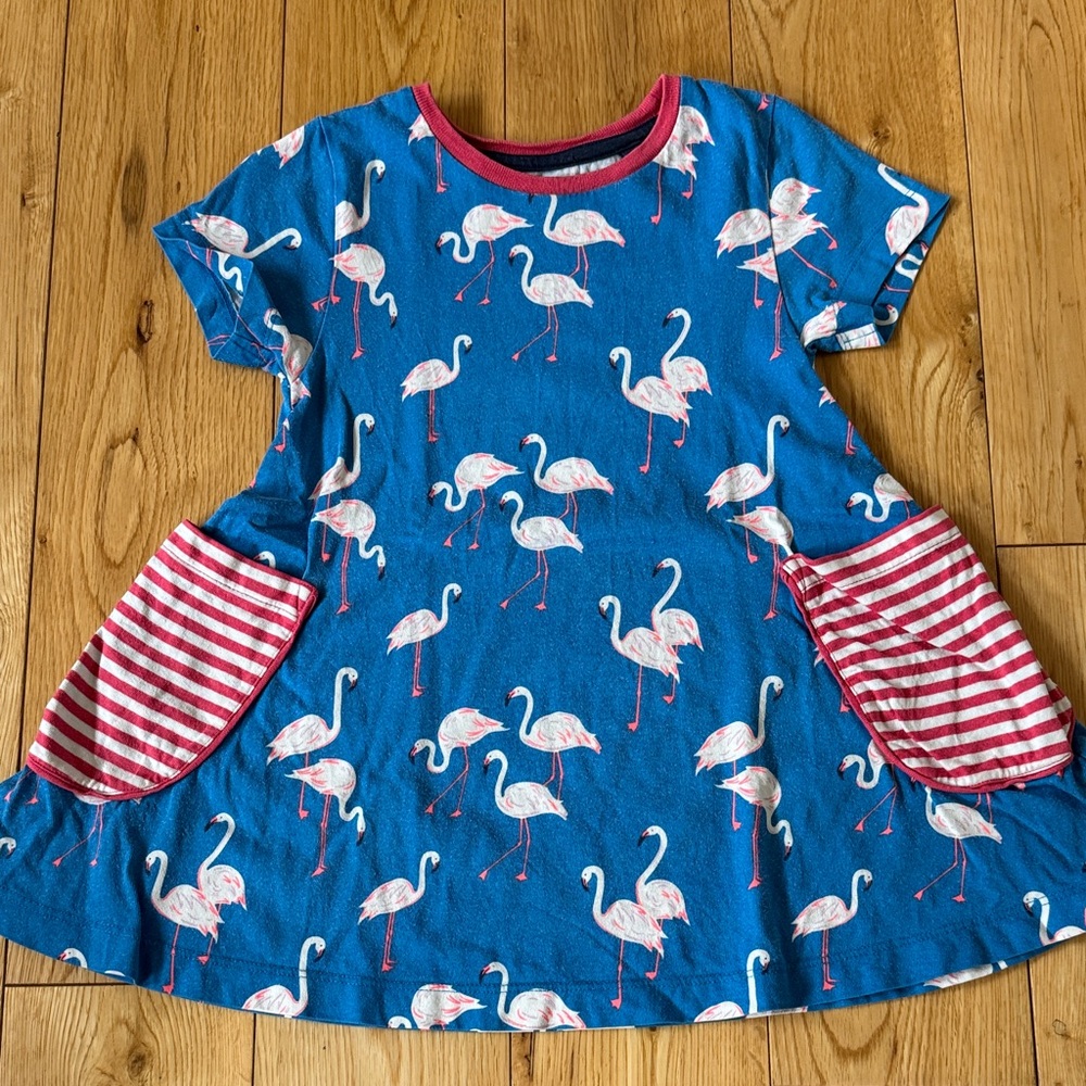 Mini Boden Blue Flamingo Tunic Sz4-5Y